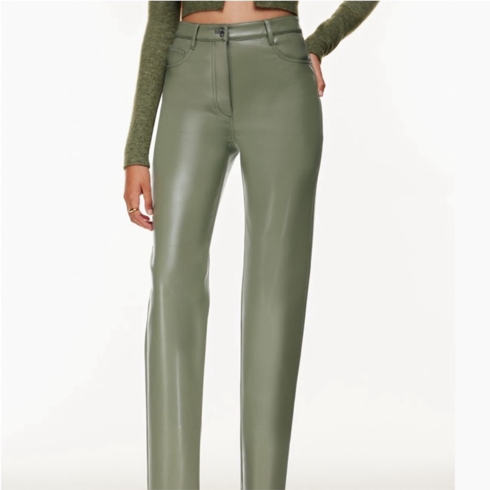 Aritzia Olive Green Straight Leg Pants - Picture 2 of 6